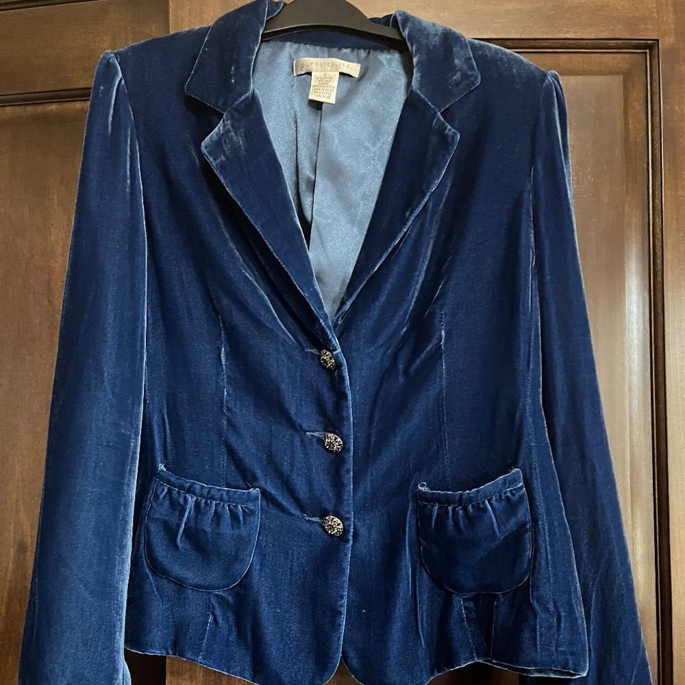 Blue Velvet Rayon/ Silk Jacket Sz. 12